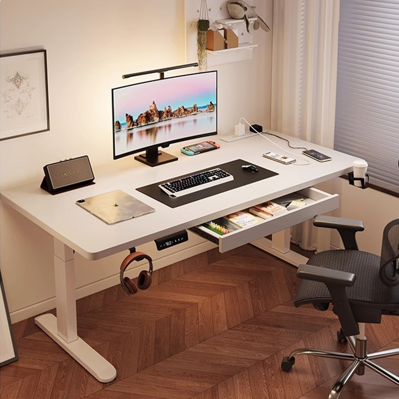 Desk Setup For Office - Nowoczesne elektryczne biurko stojące z dwoma