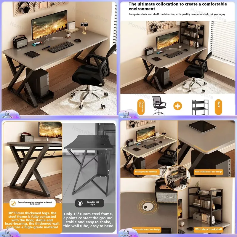 L Shaped Desk Setup - Nowoczesne drewniane biurko komputerowe do domowego