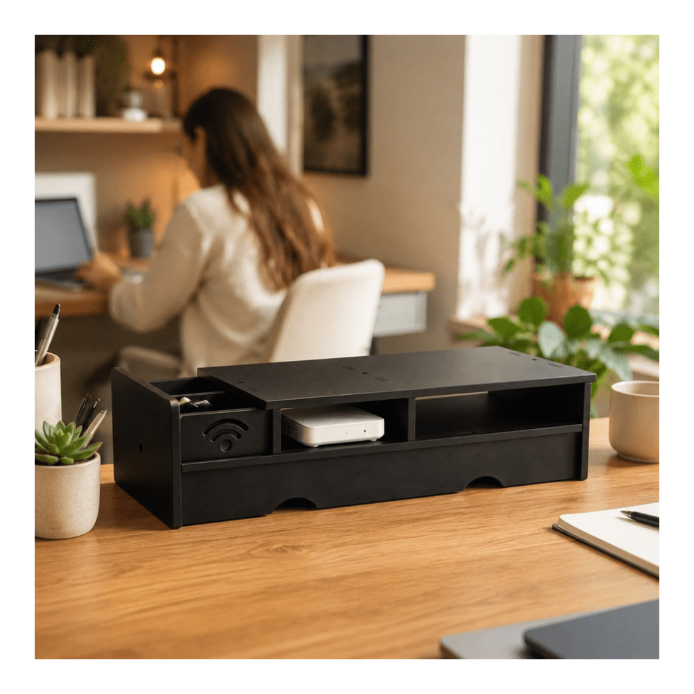 Czarna matowa skrzynka na rout – Desk Setup Bedroom recenzja i cena